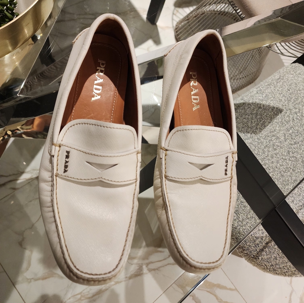 Prada Men's White/Cream Loafers